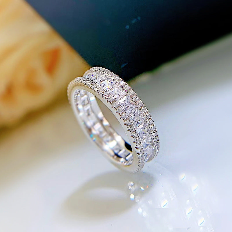 Inlaid Princess Square Exquisite Full Diamond Rings