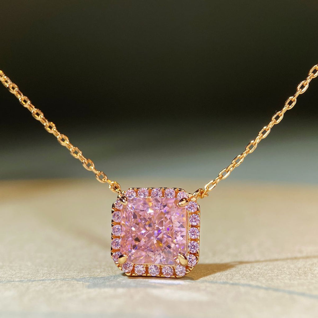 Women's Diamond Champagne Plated Gold High Carbon Necklaces