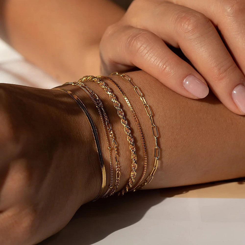 Women's Bohemian Minimalist Metal Figaro Chain Suit Bracelets