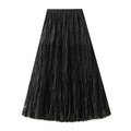 French Mid Length Pleated Mesh Skirt Autumn A line High Waist Fairy Large Swing Skirt for Women