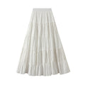 Gentle Stitching Tiered Skirt Women Spring High Waist Drooping Pleated Dress Slimming A line Big Hem Dress