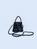 Black Pearl Bag Women Small Crossbody Woven Bag Handbag Internet Celebrity Retro Handmade Beaded Bag Women Bag