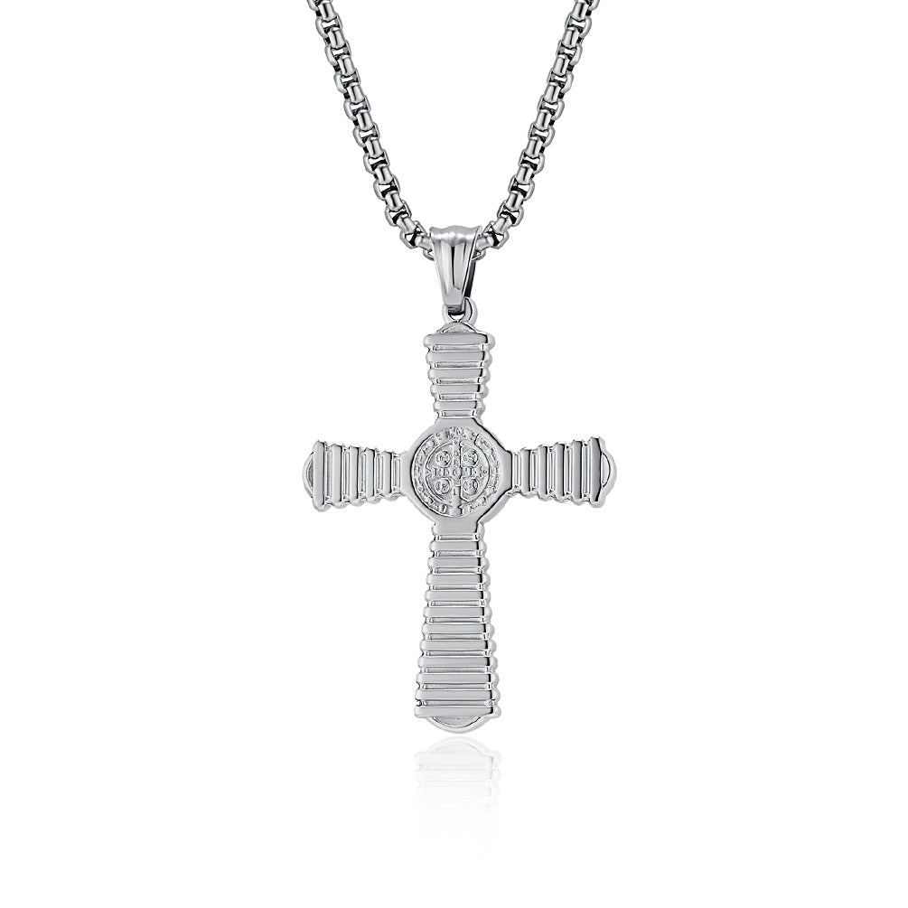 Benedict Exorcist Titanium Steel Cross Personality Retro Body Protector Pendants