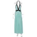 Sexy Deep V Plunge Corset Hollow Out Cutout Backless Elegant Halter Mesh Contrasting Color Dress