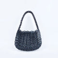 High Grade Metal Painted Iron Sequ Solid Color Portable Underarm Bag Hand Woven Women Bag