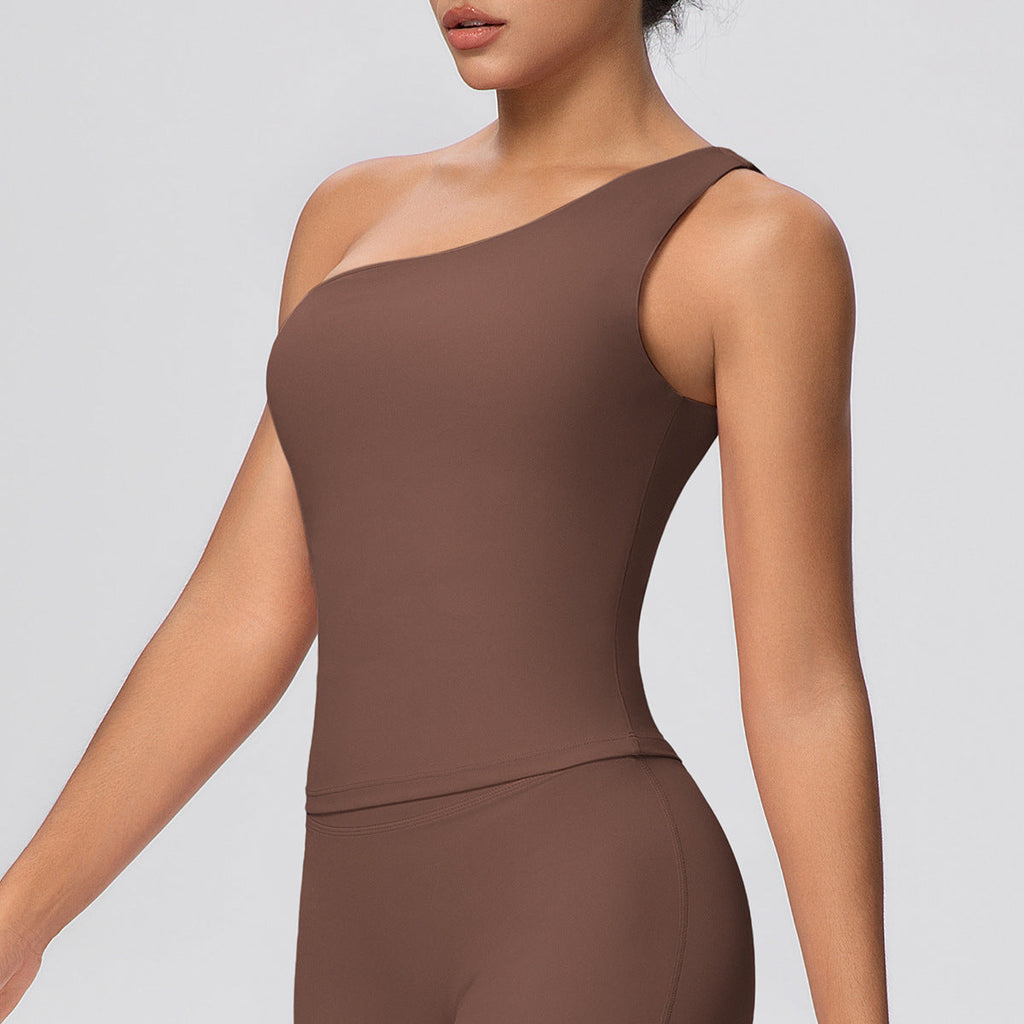 Cloud Sense Oblique One Shoulder Waist Yoga Clothes Sports Back Shaping Quick Drying Slim Fit Shaping Underwear Running Workout Vest