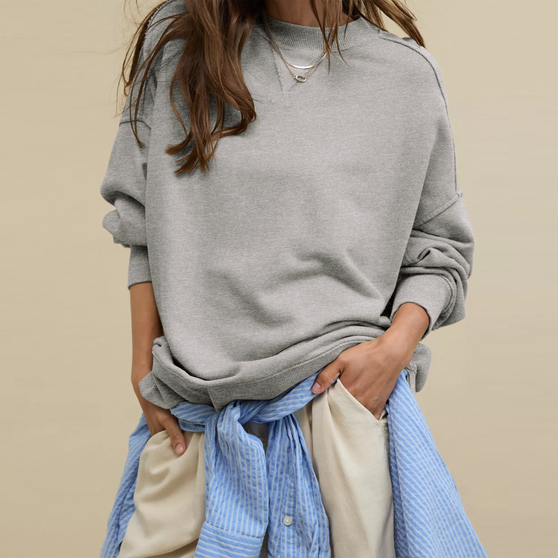 Sweatshirt Coat Women Loose Casual Brand Round Neck Top Women Commuting Wear High Grade