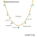 Mioli Natural Stone Handmade Small Bead Clavicle Ultra Fine Necklace Double Layer Twin Plated 18K Real Gold Color Retaining Necklace Women