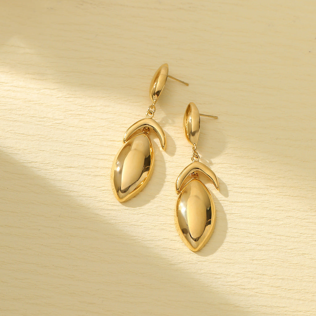 High Grade Water Drop Titanium Steel Earrings Women Vacuum Electroplating Color Matching Cold Stainless Steel Ear Clips Earrings
