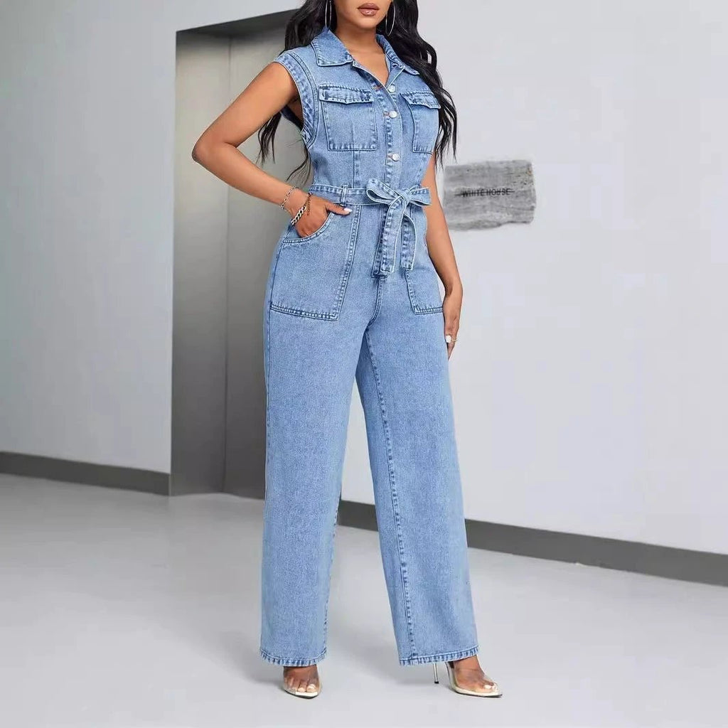 Denim Wear Sleeveless Casual Jumpsuit Trousers Jeans