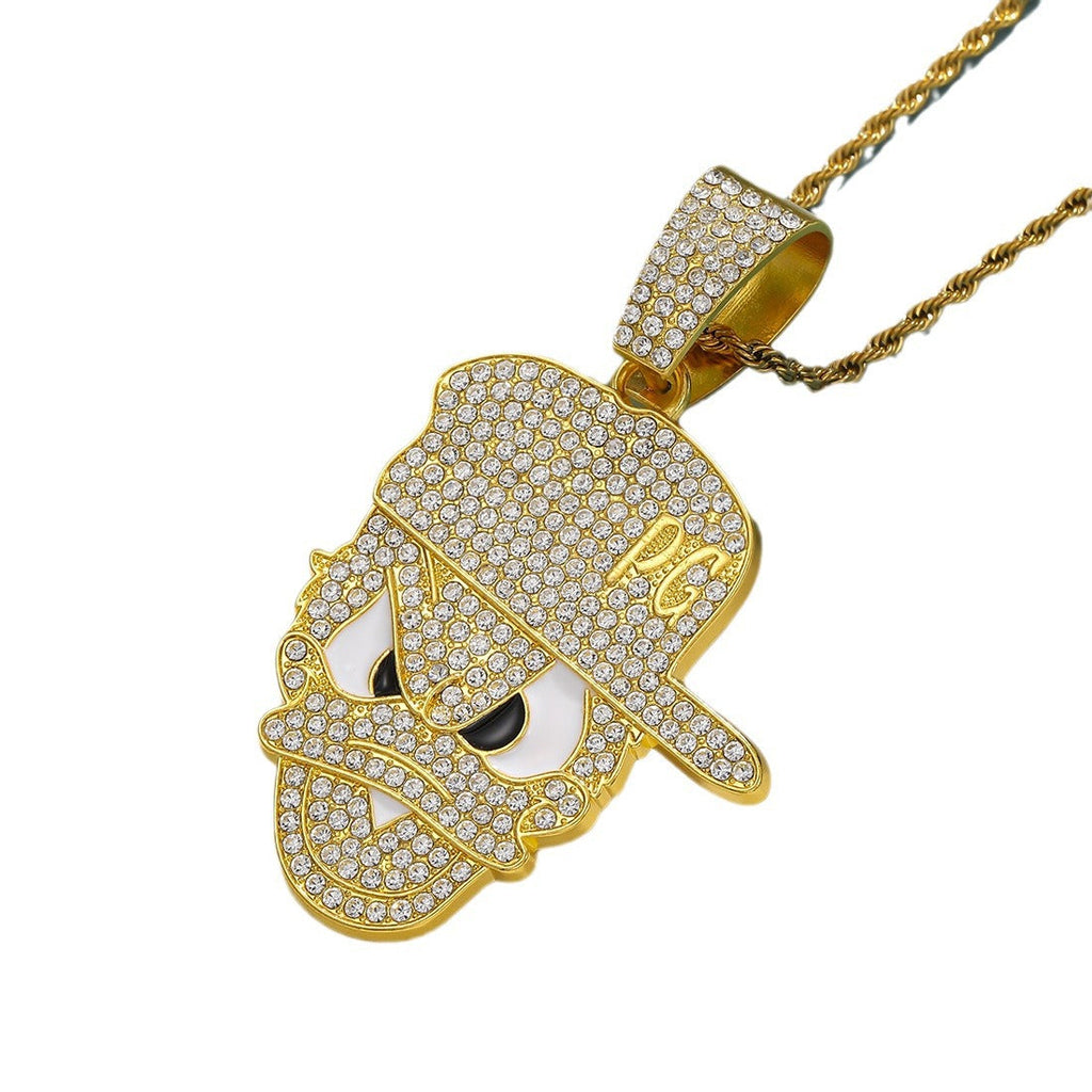 Style Full Diamond Baseball Cartoon Character Street Trend Necklaces