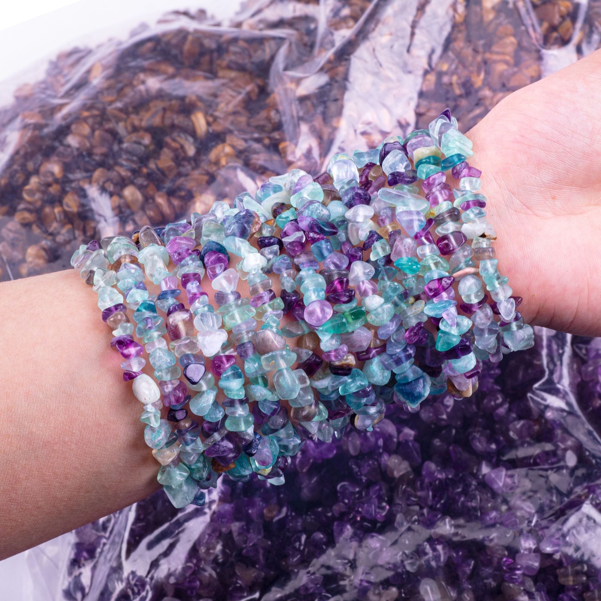 Women's Natural Stone Crystal Gravel Stretch Irregular Bracelets