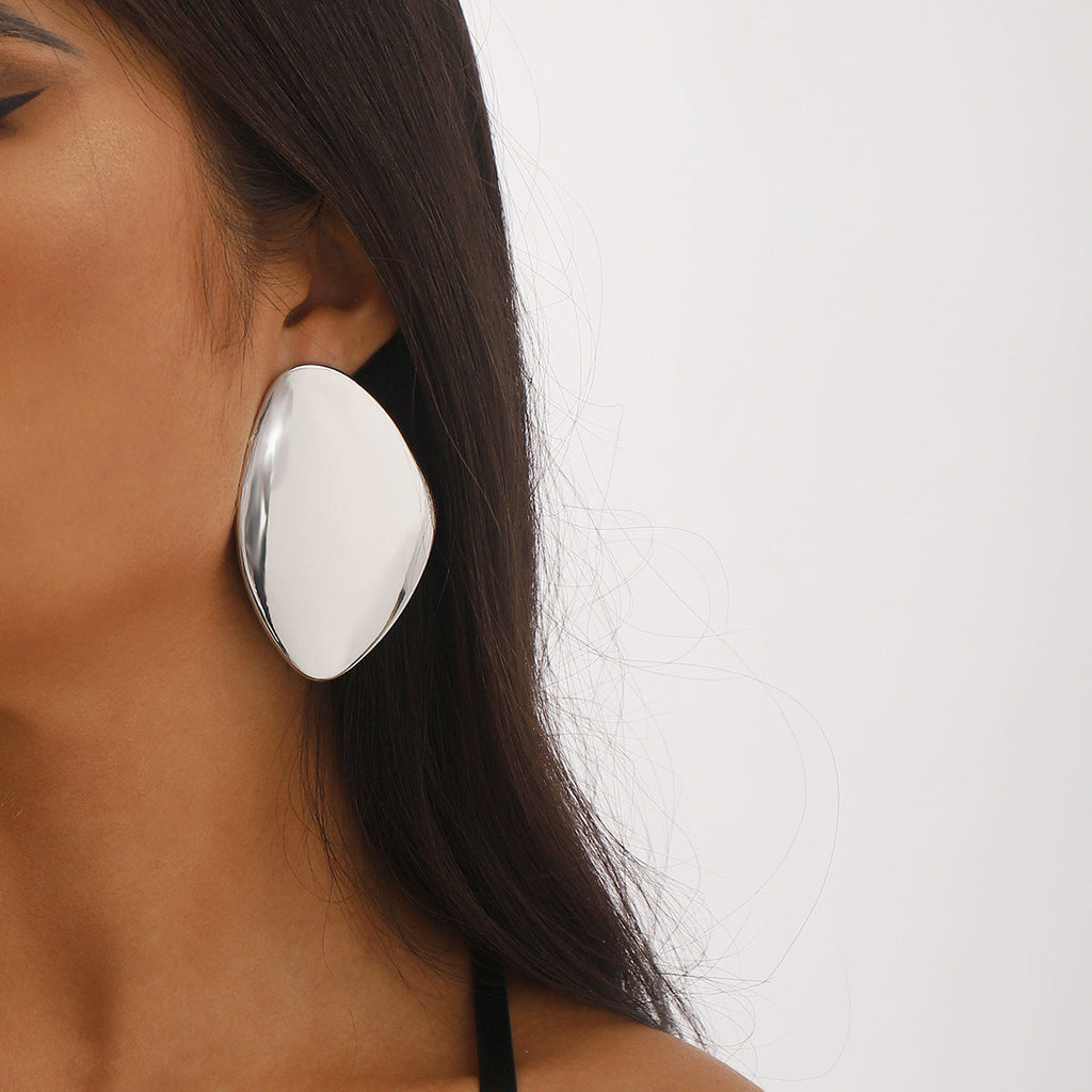 High Profile Retro Elegant Metal Geometry Stud Earrings Simple Personality Metal Alloy Earrings Women