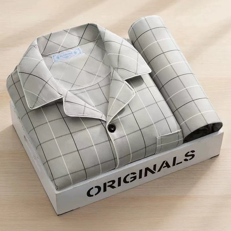 Men's Pajamas Sleepwear Long Sleeves Pants Two-piece Set Pure Cotton
