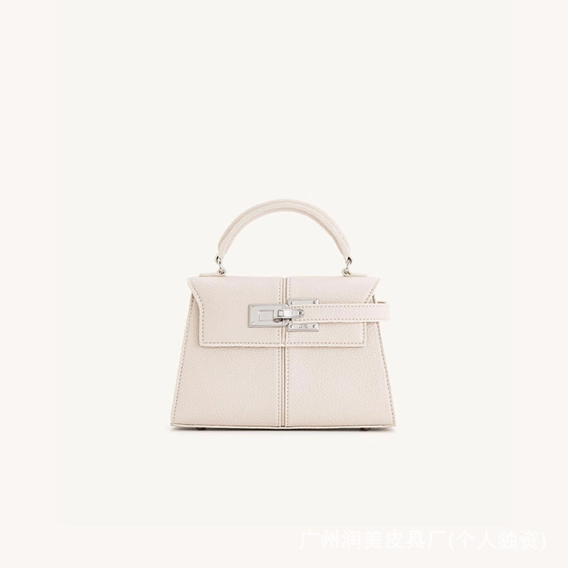 Trapezoidal Leather Shoulder Bag - Luxury Crossbody Handbag