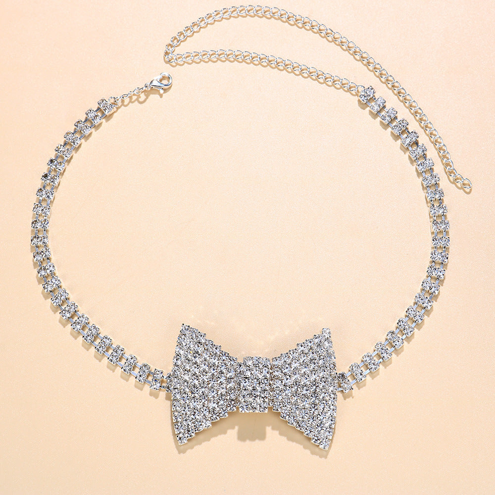 Rhinestone Bow Fashion Tie Sexy Nightclub Necklaces