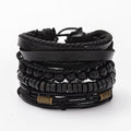 Men's Fashion Combination Leather Artistic Retro Wooden Bracelets