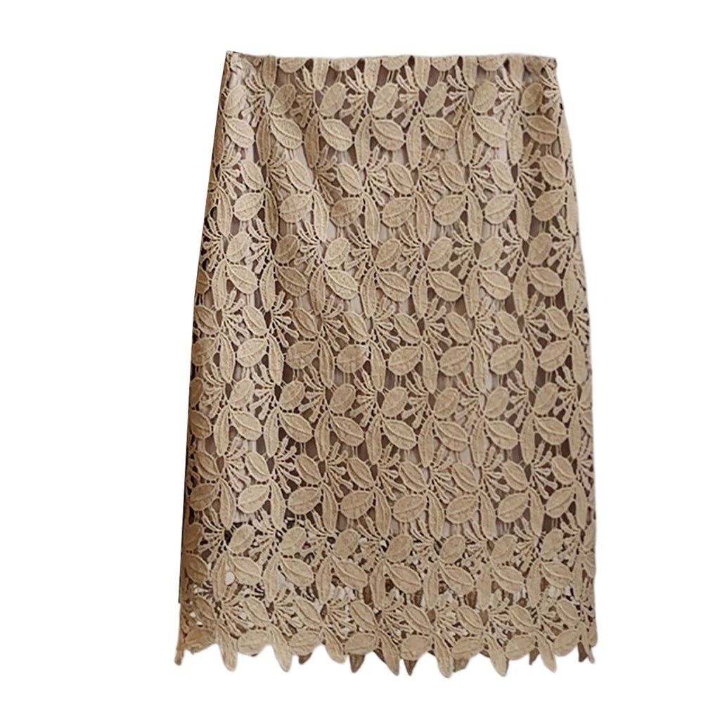 Lace Embroidered Hollow Out Cutout Skirt Women Summer High Waist Slimming Sexy Fashionable A line Sheath Mid Skirt