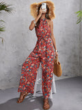 Summer Halter Sleeveless Waist Wide-Leg Jumpsuit Women
