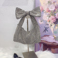 Bow Trend Shiny Diamond Rhinestone Underarm Bag Socialite Elegant Tote Shoulder Bag