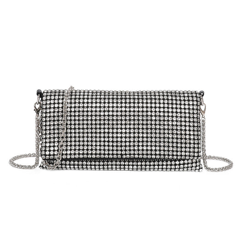 Dinner Bag Women Summer Chain Rhinestone Bag All Match Hand Sewing Messenger Bag Trendy