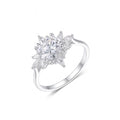 Women's Sier Round Main Stone Sunflower Moissanite Rings