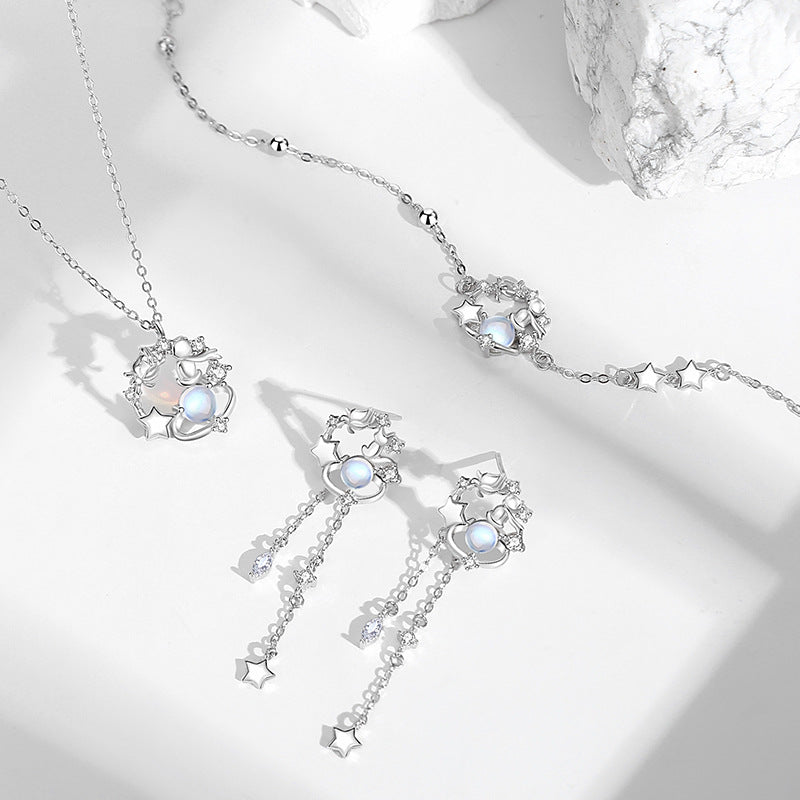 Sterling Sier Rose Planet Moonstone Design Bracelets