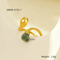 Stainless Steel Irregular Asymmetric Geometric Abstract Open Ring with Natural Stone Does Not Fade 18K Ring Bracelet