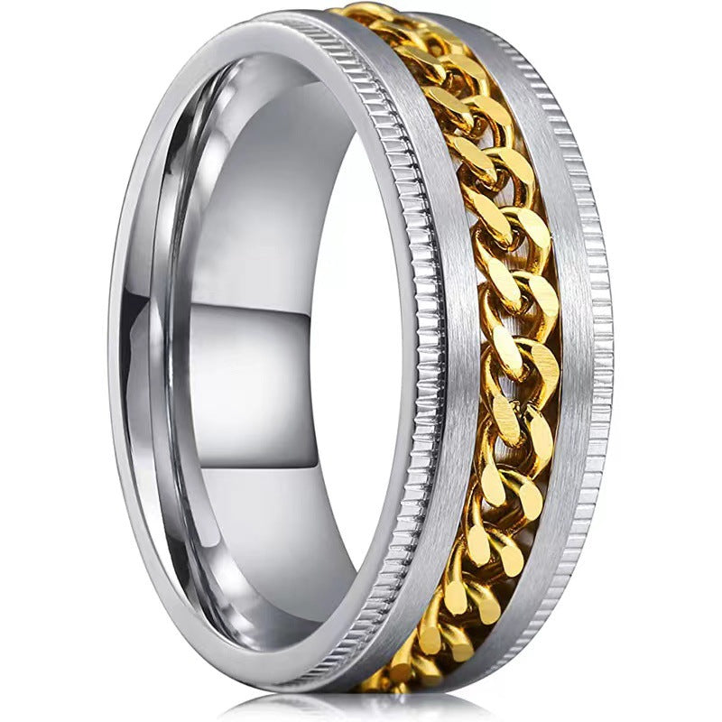 Men's Titanium Steel Embossed Chain Stainless Decompression Rings