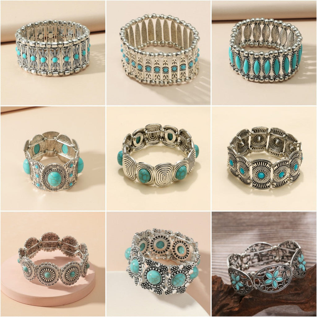 Style Personality Retro Alloy Turquoise Stretch Bracelets