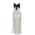 Fall Women Clothing Sexy V neck Contrast Color Bow Slim Fit Backless Strap Dress