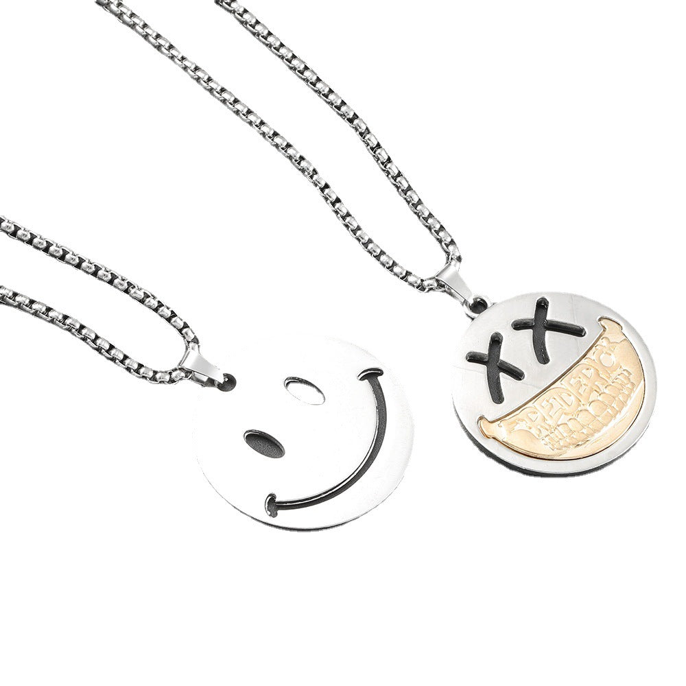Women's & Men's Rotating Smiley Round Cold Hip Hop Versatile Necklaces