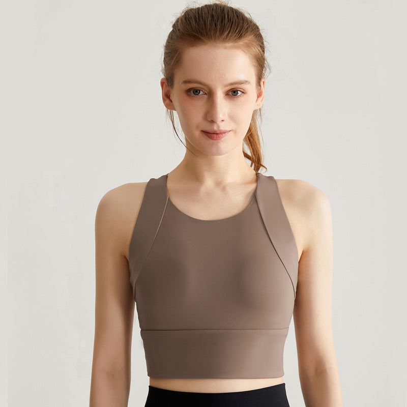High-Strength Shockproof Nude Feel Sports Underwear Women Running Quick-Drying Fitness Yoga Wear Bra One-Piece Cup