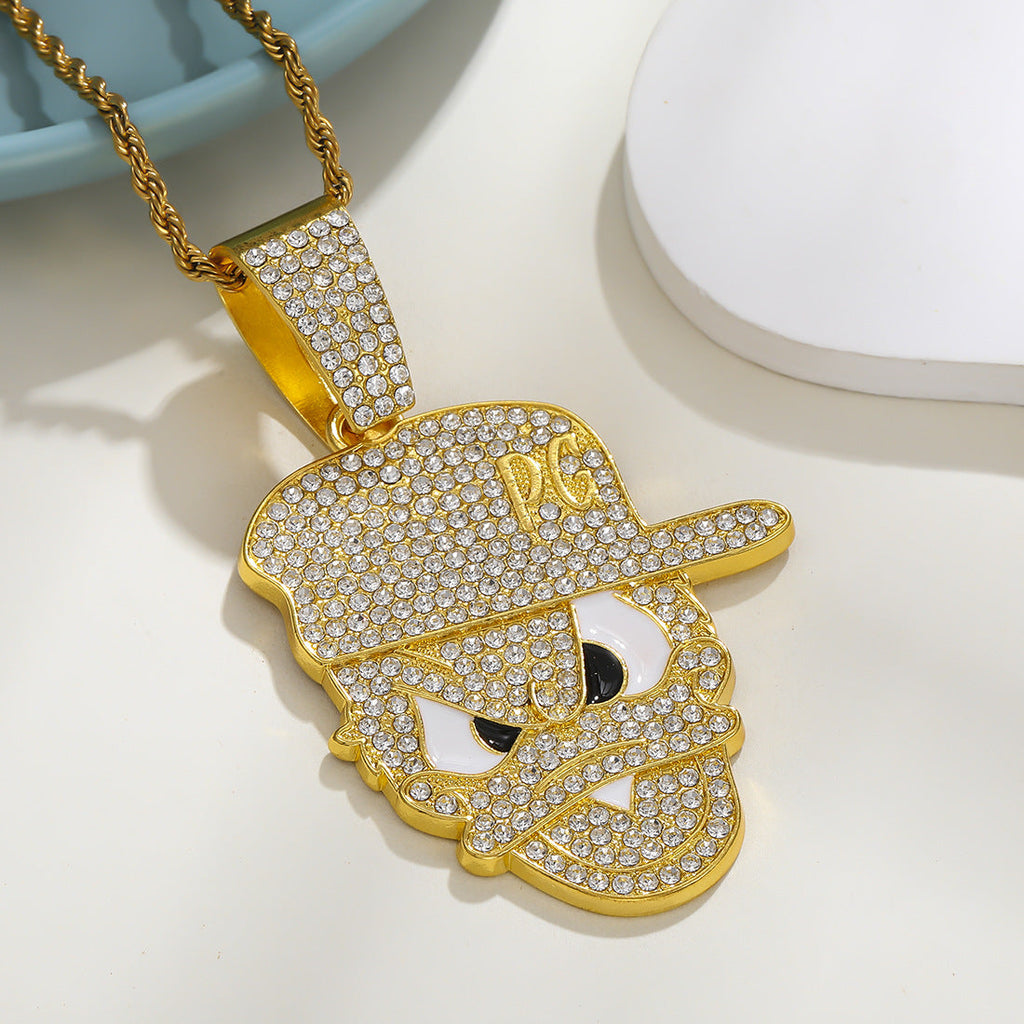 Style Full Diamond Baseball Cartoon Character Street Trend Necklaces