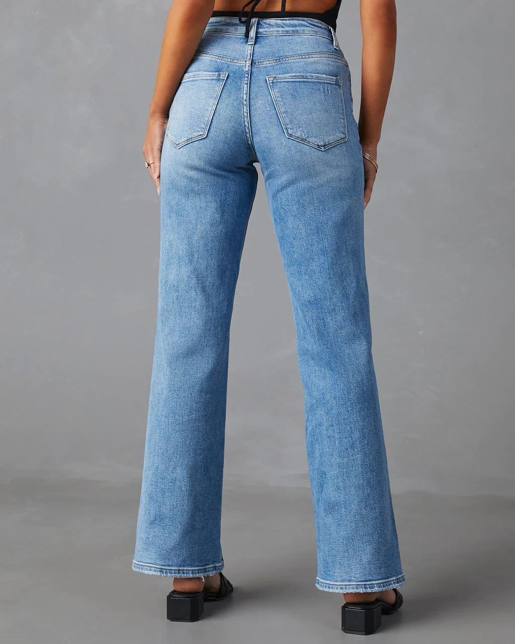 Split Jeans Women High Waist Split Straight Stretch Jeans