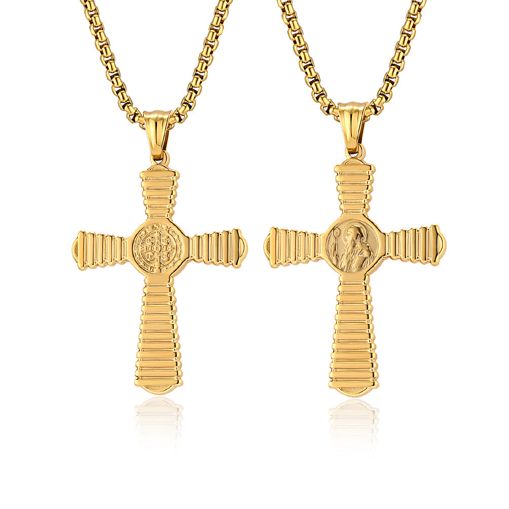 Benedict Exorcist Titanium Steel Cross Personality Retro Body Protector Pendants