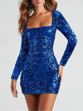 Dress Sexy Backless Long Sleeves Sequ Socialite Dress