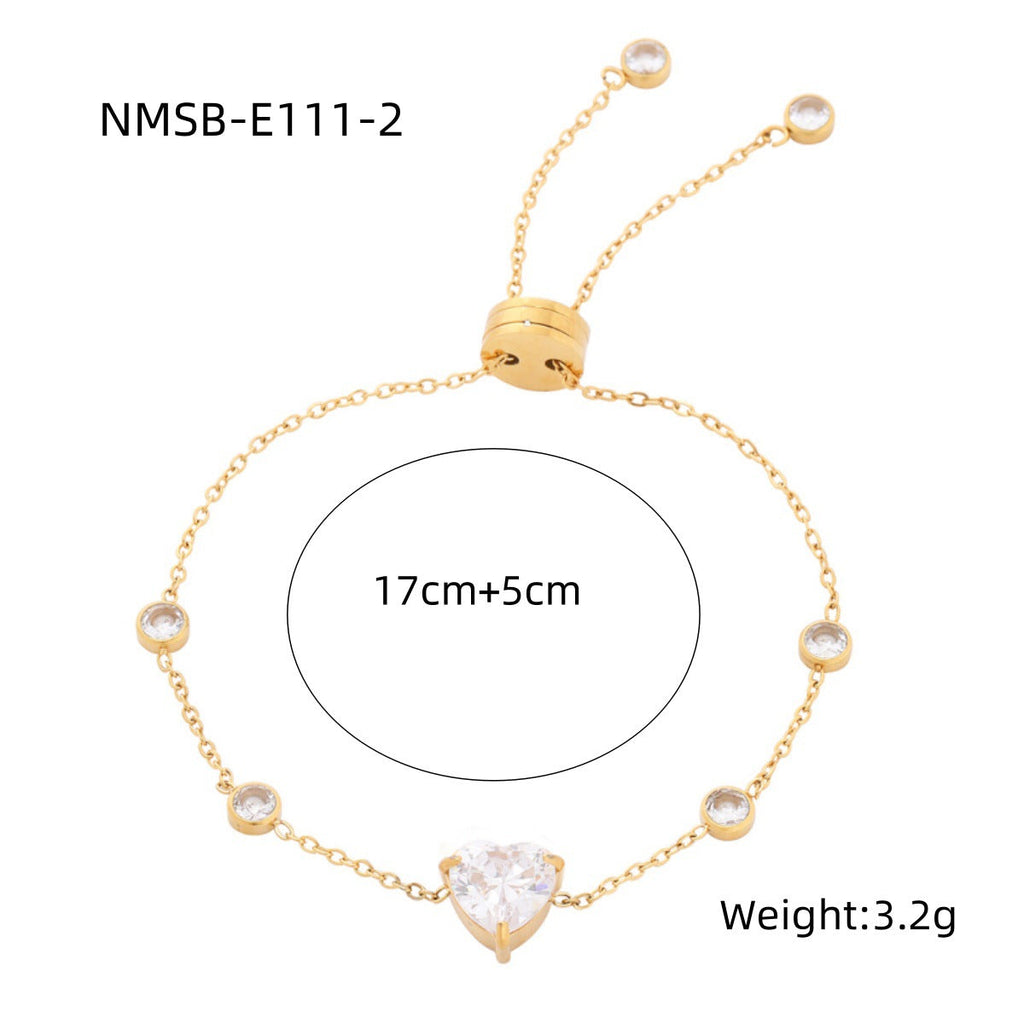 Heart Shape Diamond Titanium Steel Bracelets Women Non Fading Wild Stainless Steel Ornament