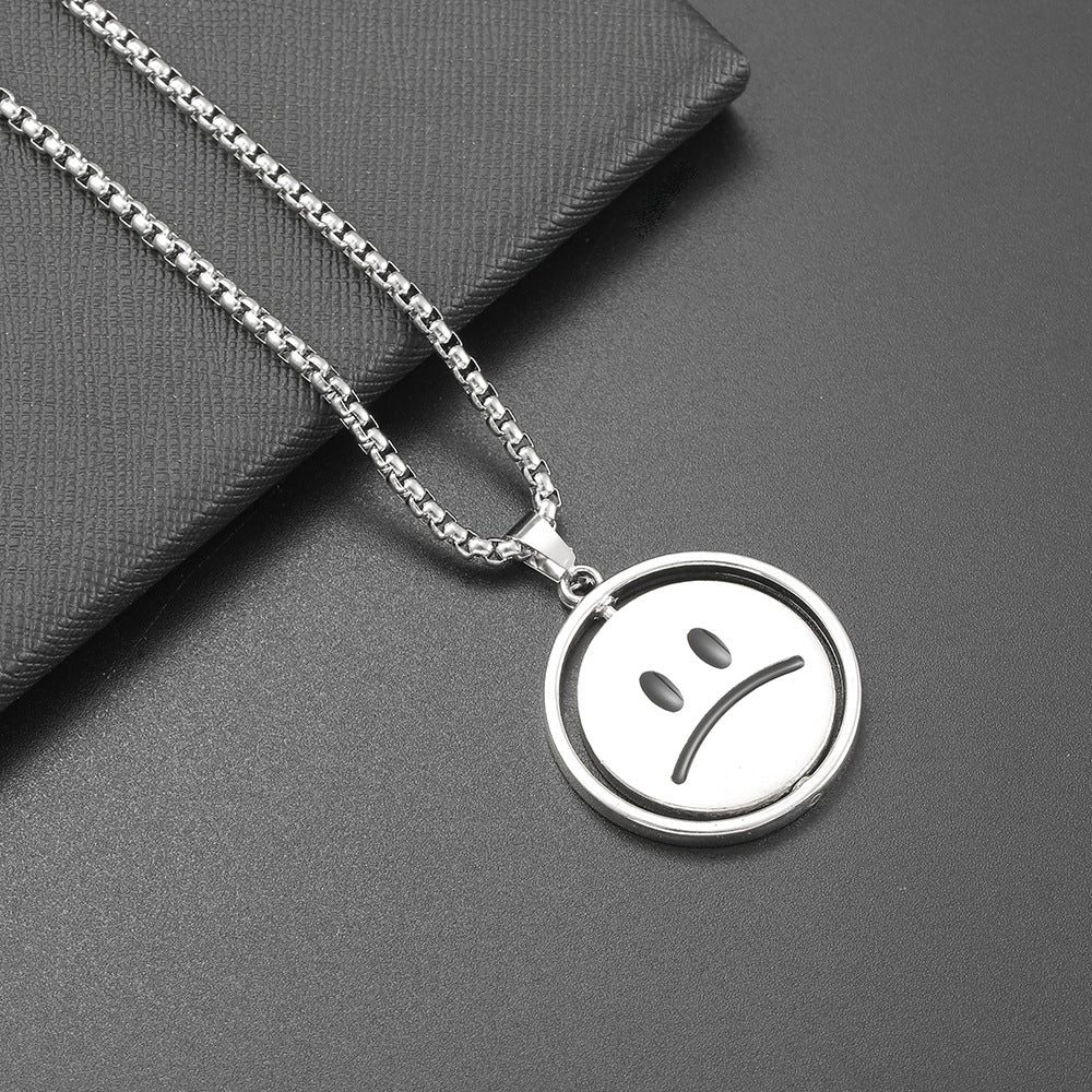 Women's & Men's Rotating Smiley Round Cold Hip Hop Versatile Necklaces