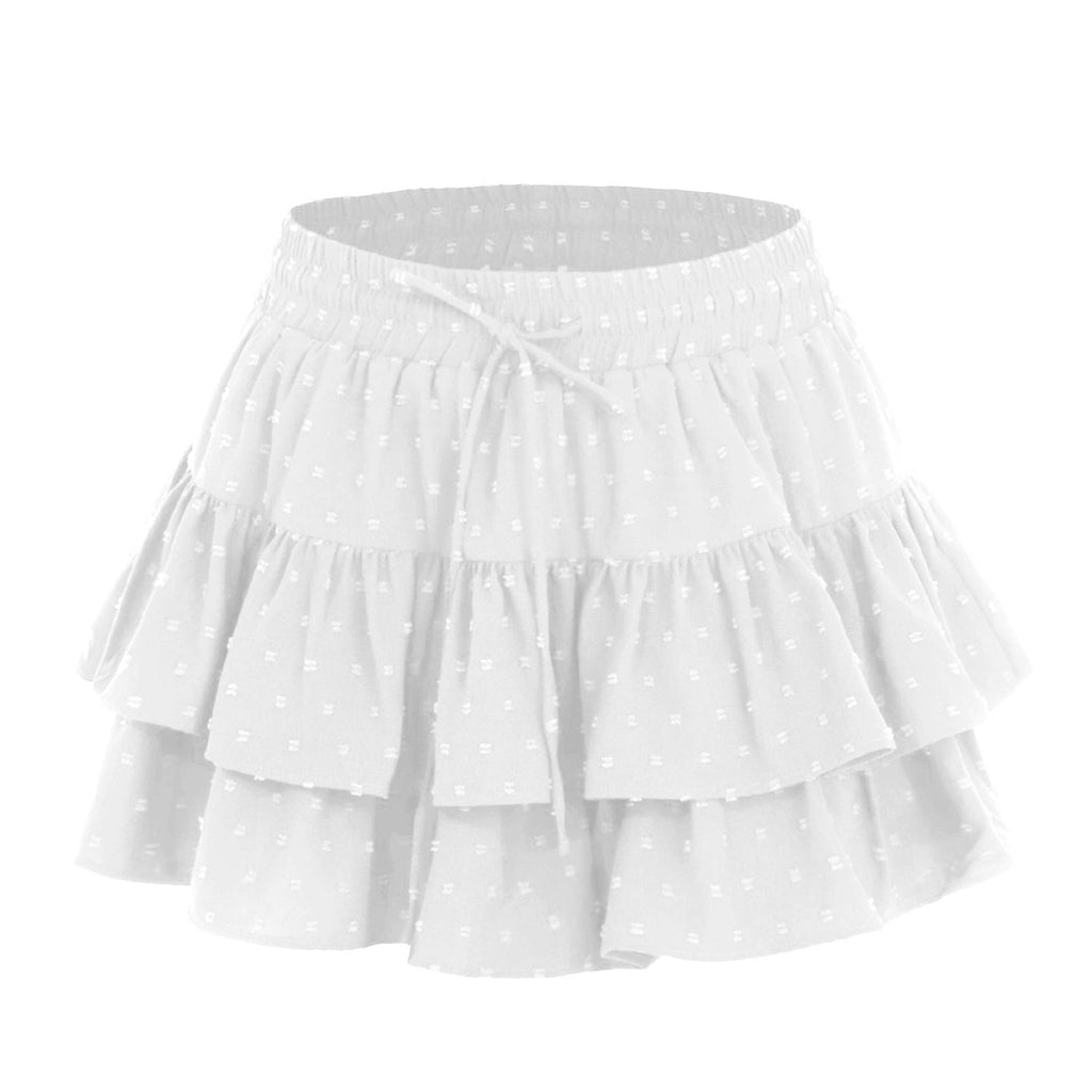 Women Lace up Adjustable Skirt Sports Wardrobe Malfunction Avoiding High Waist Elastic Pantskirt