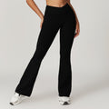 Sollinarry Sustainable Recycled Quick Dry Hip Raise Yoga Bell Bottom Pants Nude Feel Cross High Waist Tight Casual Sports Wide Leg Pants