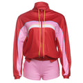 Summer Women High Collar Long Sleeve Top Hip Shorts Sports Casual Set