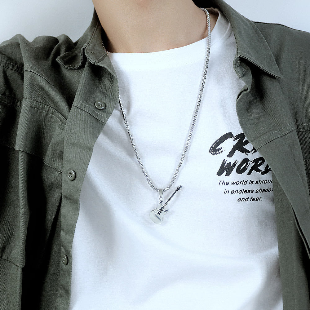 Men's Fashion Stainless Steel Guitar Street Classic Necklaces