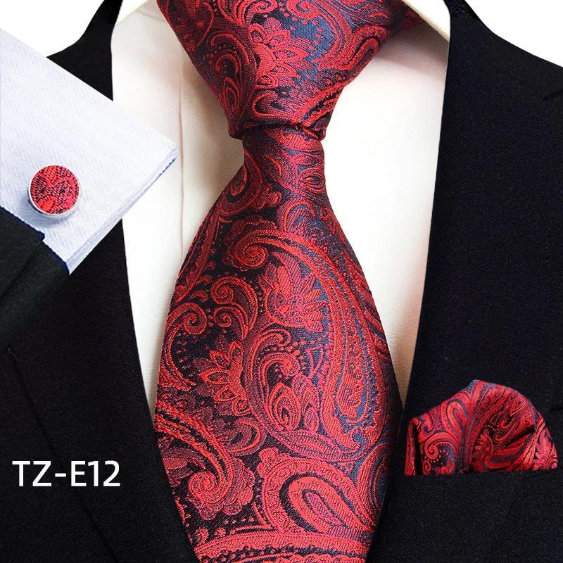 Men's Paisley Tie Square Scarf Pocket Square Cufflinks Three-piece Set