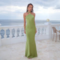 Solid Color Sexy Halter Backless Beach Cover up Bikini Swimsuit Beach Dress Women