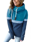 Women Sweatshirt Autumn Winter Solid Color Stitching Casual Pullover Hooded Sweatshirt for Women