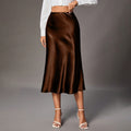Women Clothing Brand Satin Satin Skirt High Sense Small Artificial Silk Skirt Women Skirt