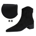 Fashionable Simple Winter All Matching Chunky Heel Mid Heel Pointed Toe Suede Short Boots Short Women Boots
