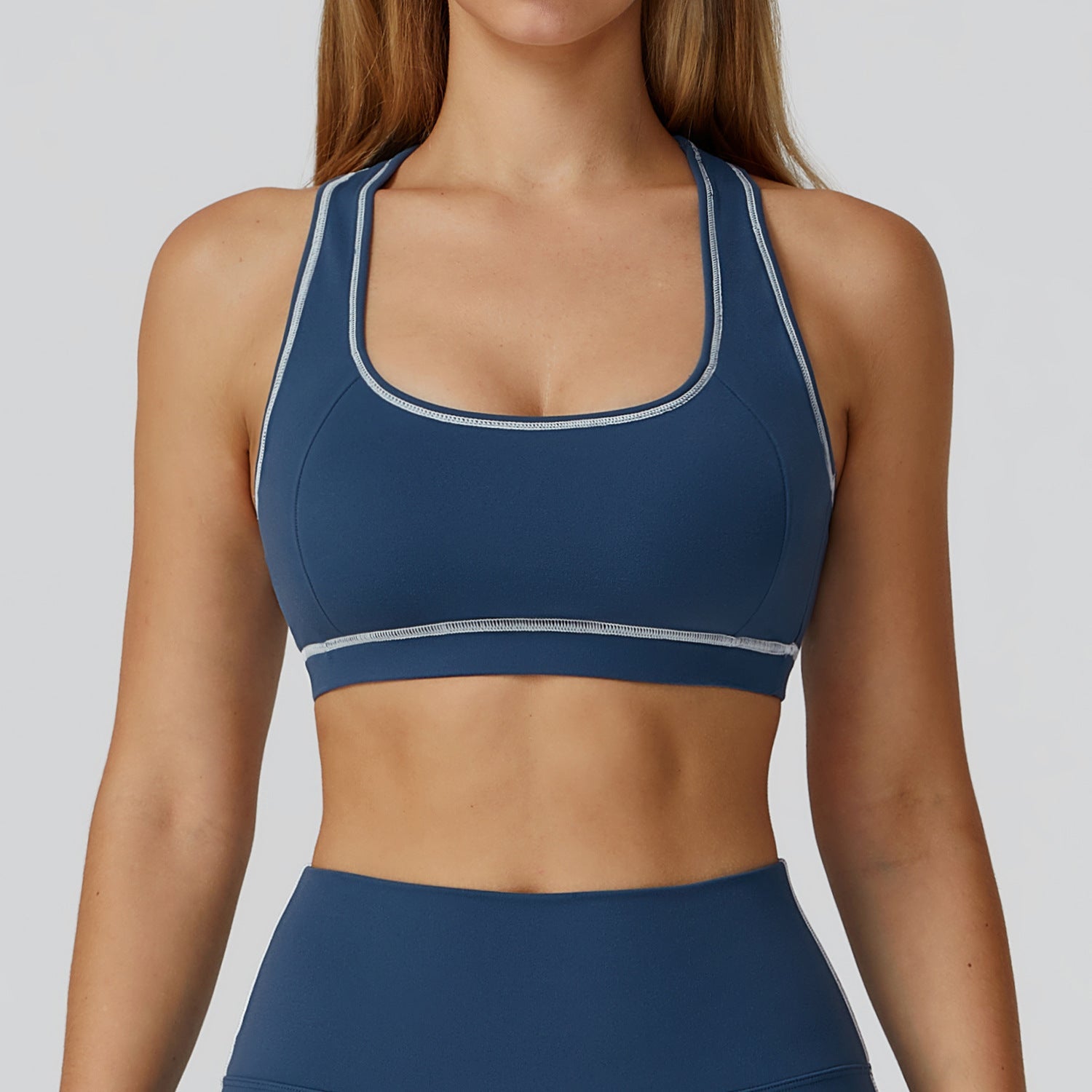 Contrast Color Brushed Yoga Bra H Shaped Beauty Back Sports Vest Outdoor Sports Running Exercise Underwear