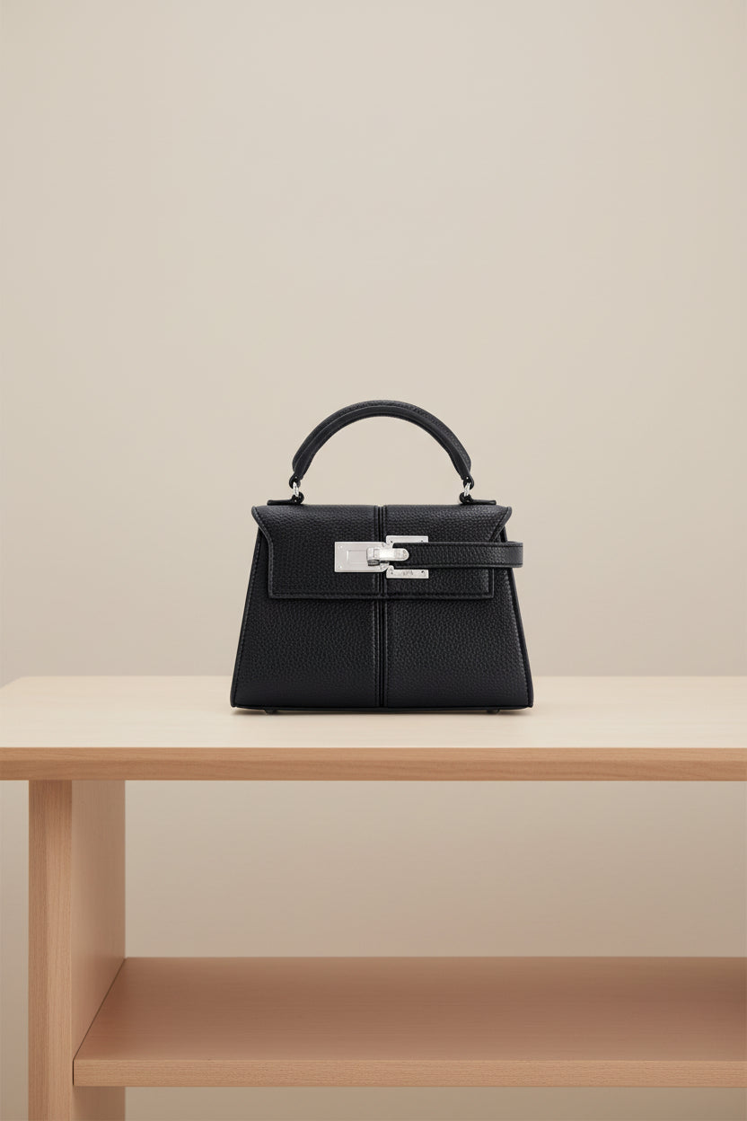 Trapezoidal Leather Shoulder Bag - Luxury Crossbody Handbag